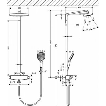 Душевая стойка Hansgrohe Rainmaker Select E 300 Showerpipe 27128400