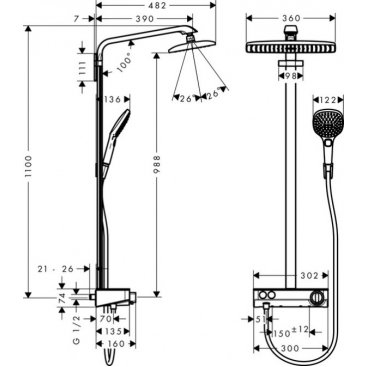 Душевая стойка Hansgrohe Raindance Select E 360 ST Showerpipe 27288000