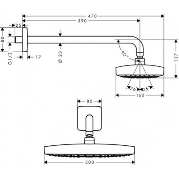 Верхний душ Hansgrohe Raindance Select E 300 27385000