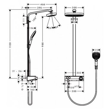 Душевая стойка Hansgrohe Raindance Select E 300 Showerpipe 27126000