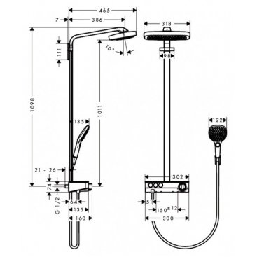 Душевая стойка Hansgrohe Raindance Select E 300 Showerpipe 27127400