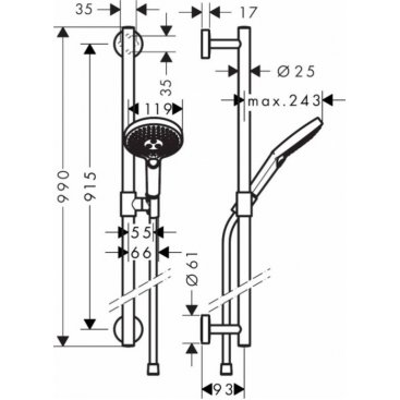 Душевой гарнитур Hansgrohe Raindance Select S 26322000