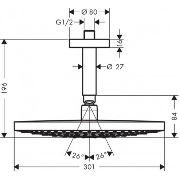 Верхний душ Hansgrohe Raindance Select S 300 27337000