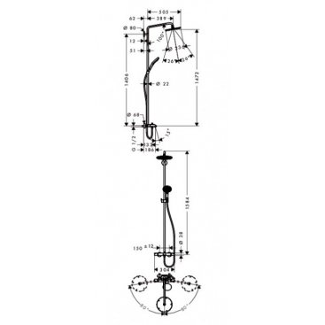 Душевая стойка Hansgrohe Raindance Select S 240 Showerpipe 27117000