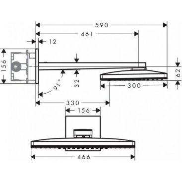 Верхний душ Hansgrohe Rainmaker Select 460 24005400