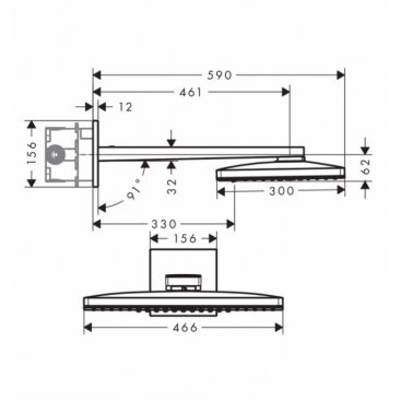 Верхний душ Hansgrohe Rainmaker Select 460 24005600