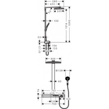 Душевая стойка Hansgrohe Rainmaker Select 460 3jet Showerpipe Eco Smart 27029400