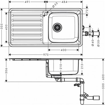 Мойка кухонная Hansgrohe S4111-F400 43341800