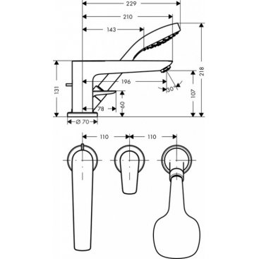 Смеситель на борт ванны Hansgrohe Talis E 71730000