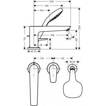 Смеситель на борт ванны Hansgrohe Talis E 71731000