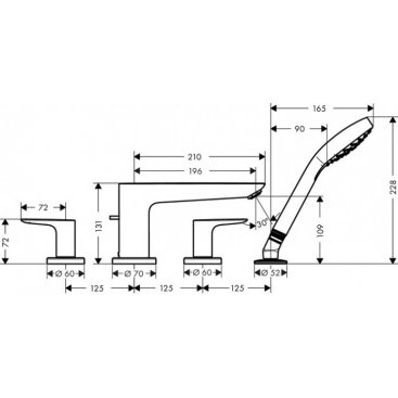 Смеситель на борт ванны Hansgrohe Talis E 71748670