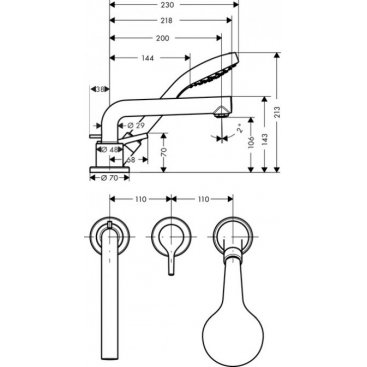 Смеситель на борт ванны Hansgrohe Talis S 72416000