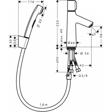 Смеситель для раковины Hansgrohe Talis Select S 72291000 с гигиеническим душем