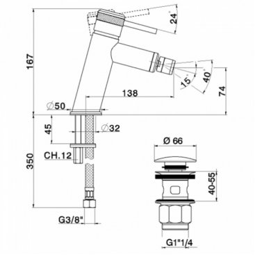 Смеситель для биде Huber Chronos CR00055521