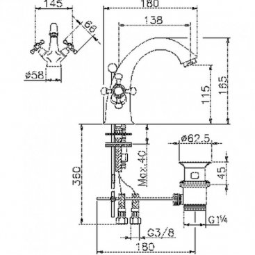 Смеситель для раковины Huber Victorian VT0005102 хром