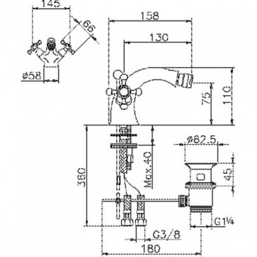 Смеситель для биде Huber Victorian VT0005502 бронза