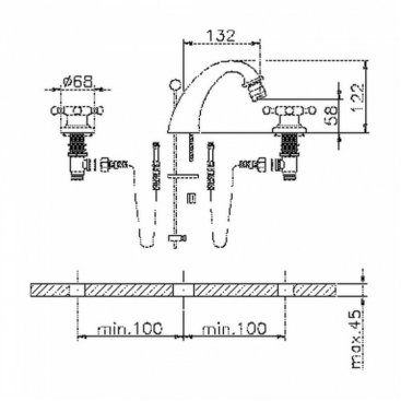 Смеситель для биде Huber Victorian VT0012202 бронза