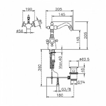 Смеситель для биде Huber Victorian VTT560102 никель