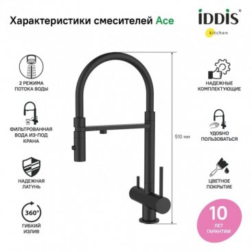 Смеситель для кухни Iddis Ace ACEBLFFi05