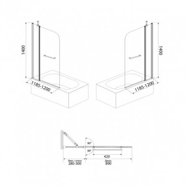 Шторка на ванну Iddis Ray RAY6CS2i90