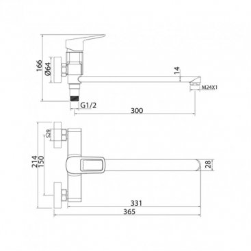 Смеситель для ванны Iddis Spin SPISBL2i10WA