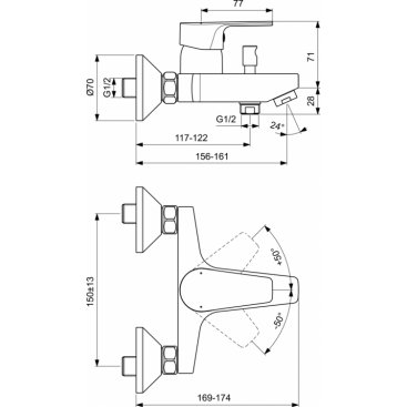 Смеситель для ванны Ideal Standard Esla BC229AA