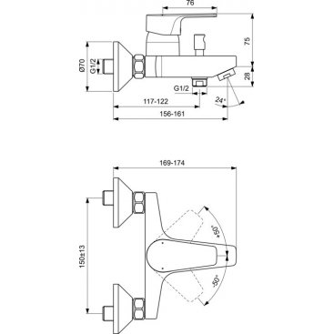 Смеситель для ванны Ideal Standard Cerafine Model D BC692AA