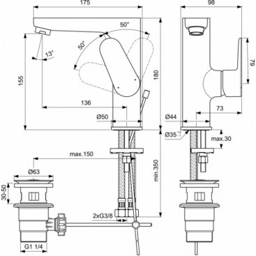 Смеситель для раковины Ideal Standard Cerafine Model O BC497AA