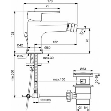 Смеситель для биде Ideal Standard Cerafine Model O BC498AA