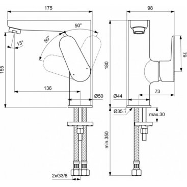 Смеситель для раковины Ideal Standard Cerafine Model O BC555AA