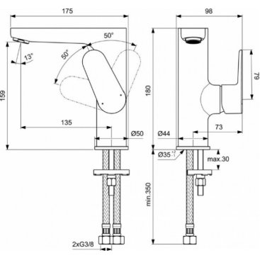 Смеситель для раковины Ideal Standard Cerafine Model O BC555XG