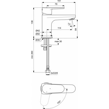 Смеситель для раковины Ideal Standard Cerafine Model O BC697AA