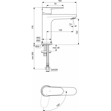 Смеситель для раковины Ideal Standard Cerafine Model O BC700AA