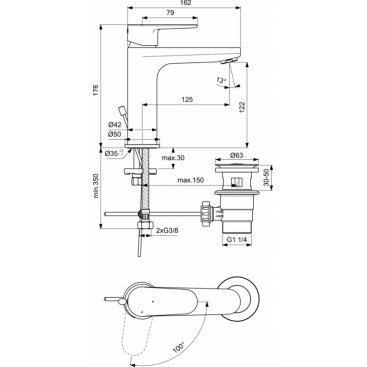 Смеситель для раковины Ideal Standard Cerafine Model O BC701AA