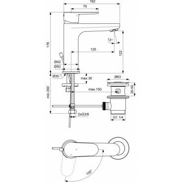 Смеситель для раковины Ideal Standard Cerafine Model O BC702AA