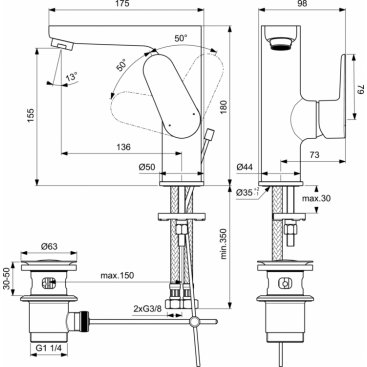 Смеситель для раковины Ideal Standard Cerafine Model O BC703AA