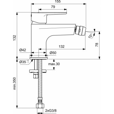 Смеситель для биде Ideal Standard Cerafine Model O BC704AA