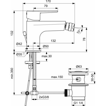 Смеситель для биде Ideal Standard Cerafine Model O BC705AA