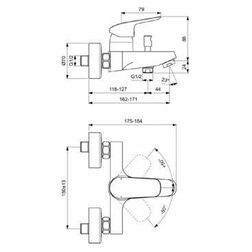 Смеситель для ванны Ideal Standard Ceraflex B1721AA