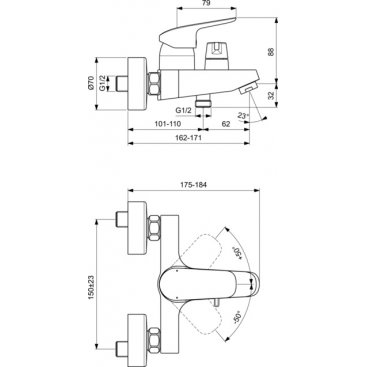 Смеситель для ванны Ideal Standard Ceraflex B1740AA