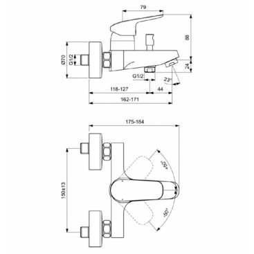 Набор смесителей с душевым гарнитуром Ideal Standard Ceraflex BD001AA 3 в 1