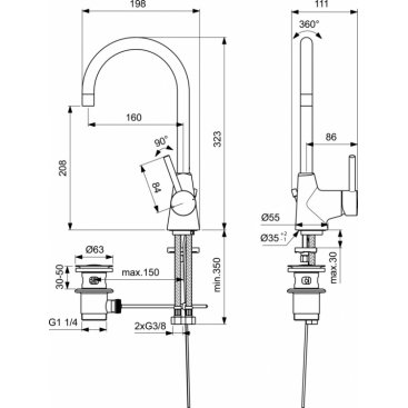 Смеситель для раковины Ideal Standard Ceraline BC195AA