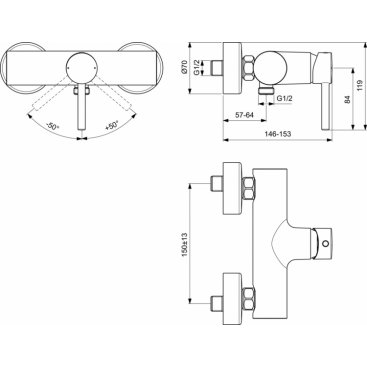 Смеситель для душа Ideal Standard Ceraline BC200U5