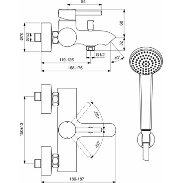 Смеситель для ванны Ideal Standard Ceraline BC270AA