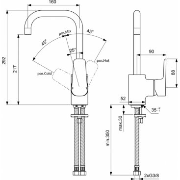 Смеситель для раковины Ideal Standard CeraPlan III B0708AA