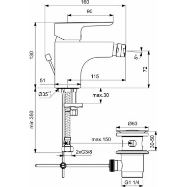 Смеситель для биде Ideal Standard Ceraplan III B0897AA