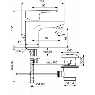 Смеситель для раковины Ideal Standard Ceraplan III Slim BC559AA