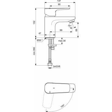 Смеситель для раковины Ideal Standard Ceraplan III Slim BC565AA