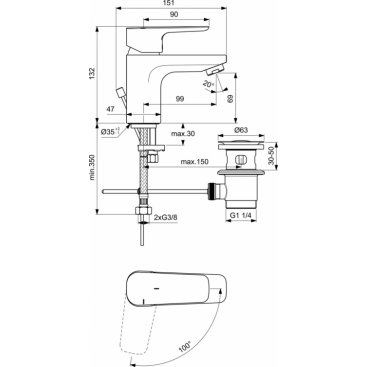 Смеситель для раковины Ideal Standard Ceraplan III Slim BC566AA