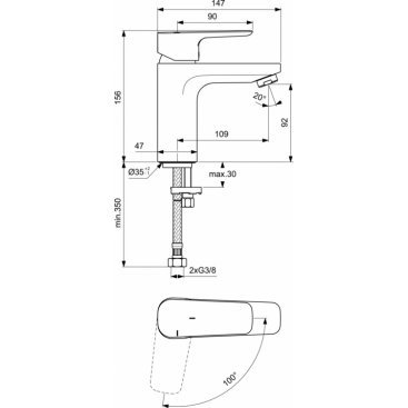 Смеситель для раковины Ideal Standard Ceraplan III Slim BC569AA